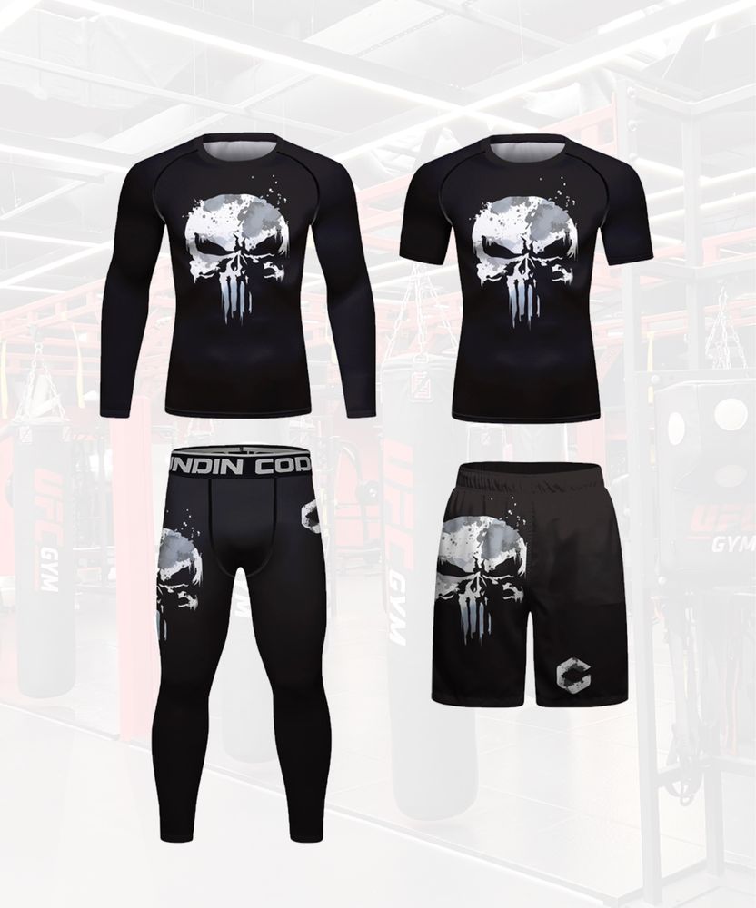 Комплект 4 в 1 Punisher, Teken рашгард, легінси, шорти, футболка.