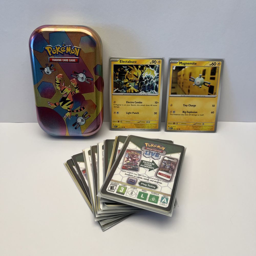 Puszka z kartami Pokemon TCG Electabuzz & Magnemite