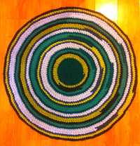 Dywanik okrągły nieb-ziel-limonka śr115cm handmade 50zł