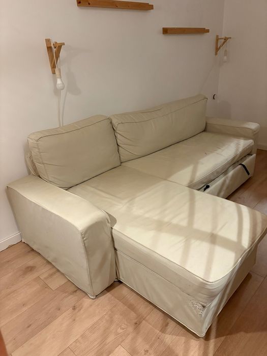 sofá-cama com arrumação e chaise longe ikea