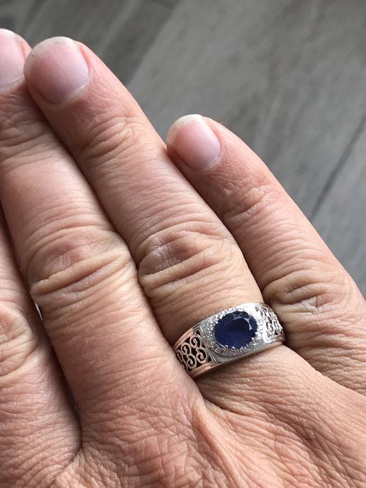 Кольцо перстень сапфир серебро