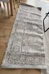 Dywanik 200x84 wzory vintage oriental boho jasny szary beżowy kremowy