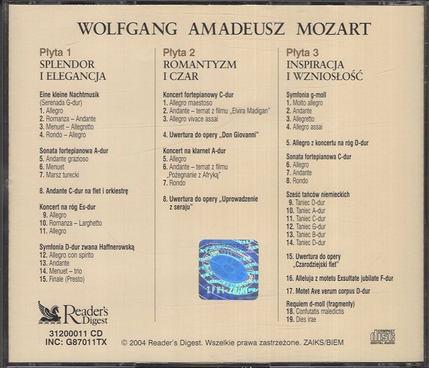Wolfgang Amadeusz Mozart - Perły Muzyki Klasycznej - 3CD