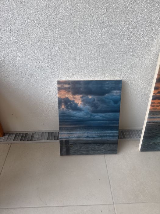 5 Quadros de paisagem de mar e barco