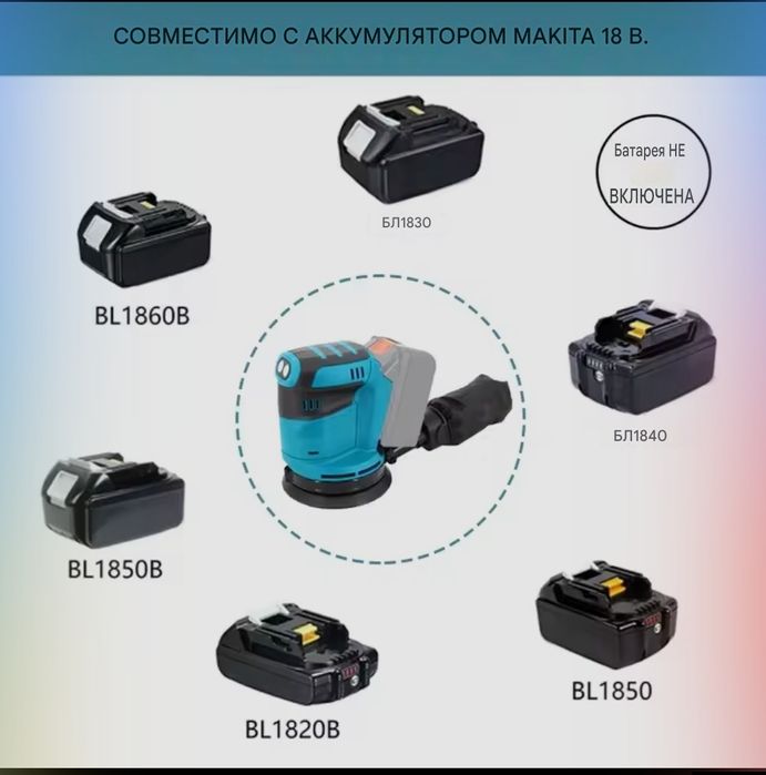 аккумуляторная  орбитальная шлифовальная машина под Makita 18в