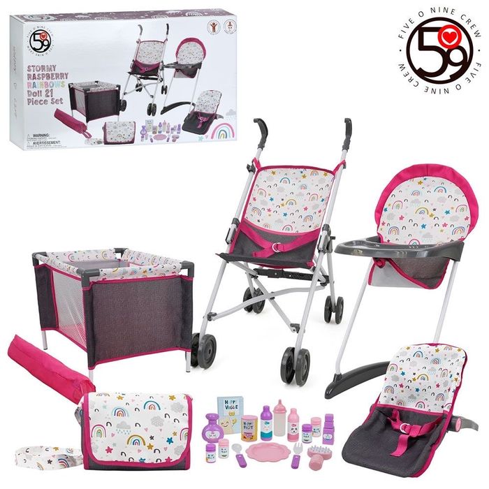 Ігровий набір коляска, стільчик для годування, манеж, колиска