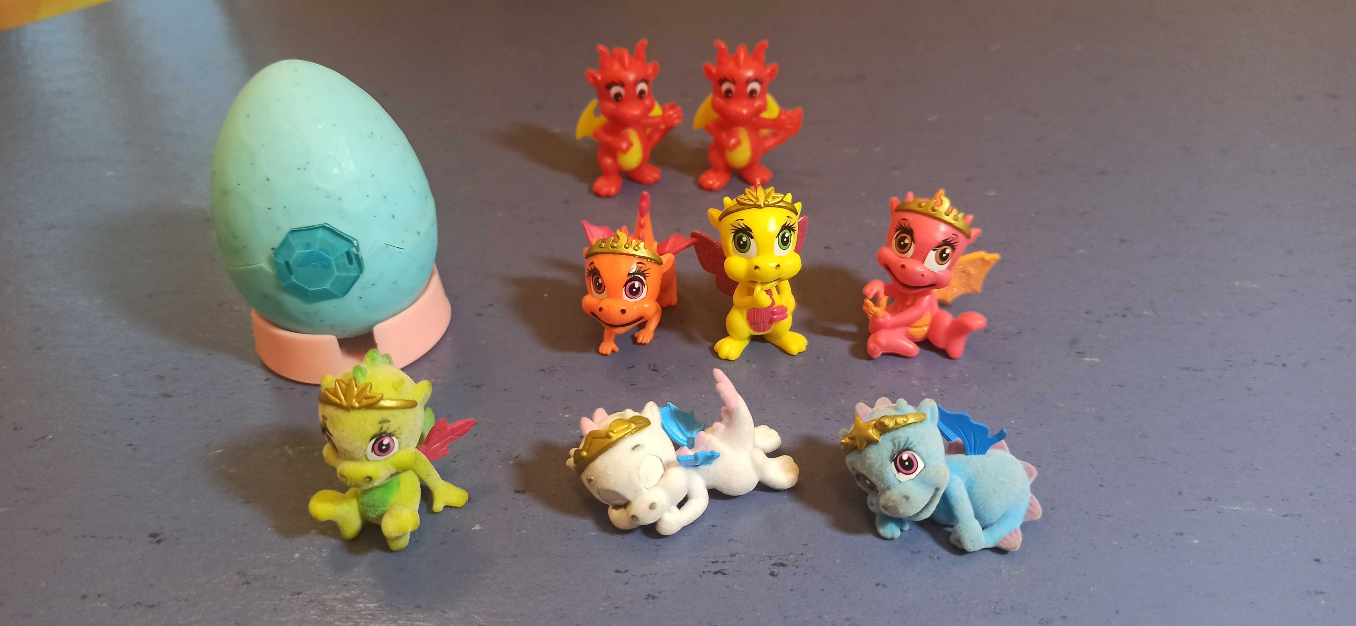 Figurki smoki smoczki Safiras Rainbow tęczowi przyjaciele + jajko