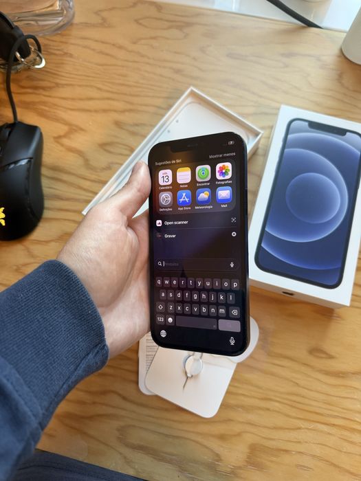 iPhone 12 com bateria nova, caixa e capa