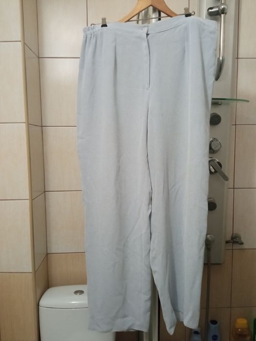 Komplet spodnie i długa marynarka płaszcz damskie XL szerokie nogawki