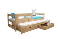 Łóżko podwójne TOMMY wykonane z drewna sosnowego + materace