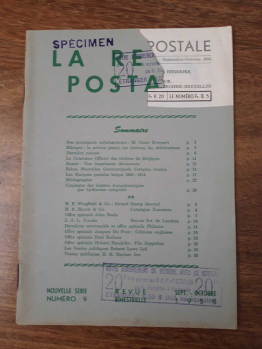Selos Antigos - La Revue Postale - Set/Out 1955