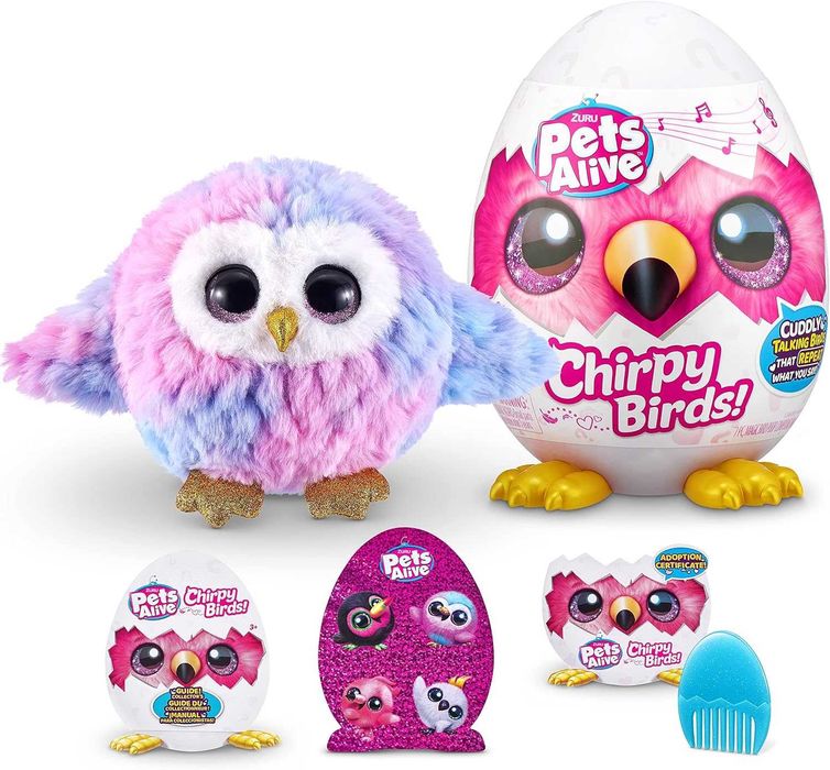 Интерактивная игрушка Весёлые птички Сова фламинго Pets Alive Chirpy