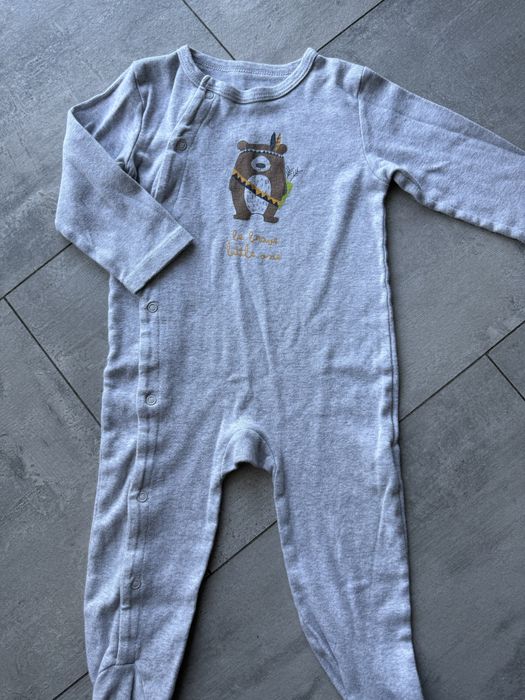 Szara piżamka / śpiochy z misiem 80 cm