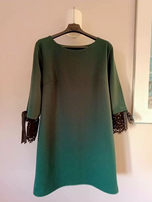 Prosta sukienka butelkowa zieleń r. 36/38