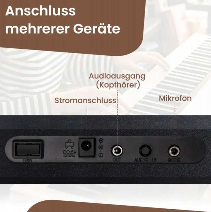 Klawiatura elektroniczna 61 klawiszy keyboard z mikrofonem i pokrowcem