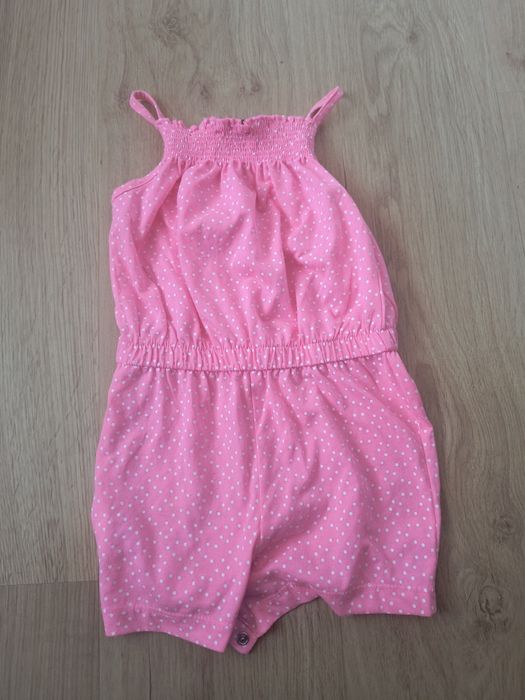 Kombinezon letni dla dziewczynki różowy w białe kropki 98 Primark