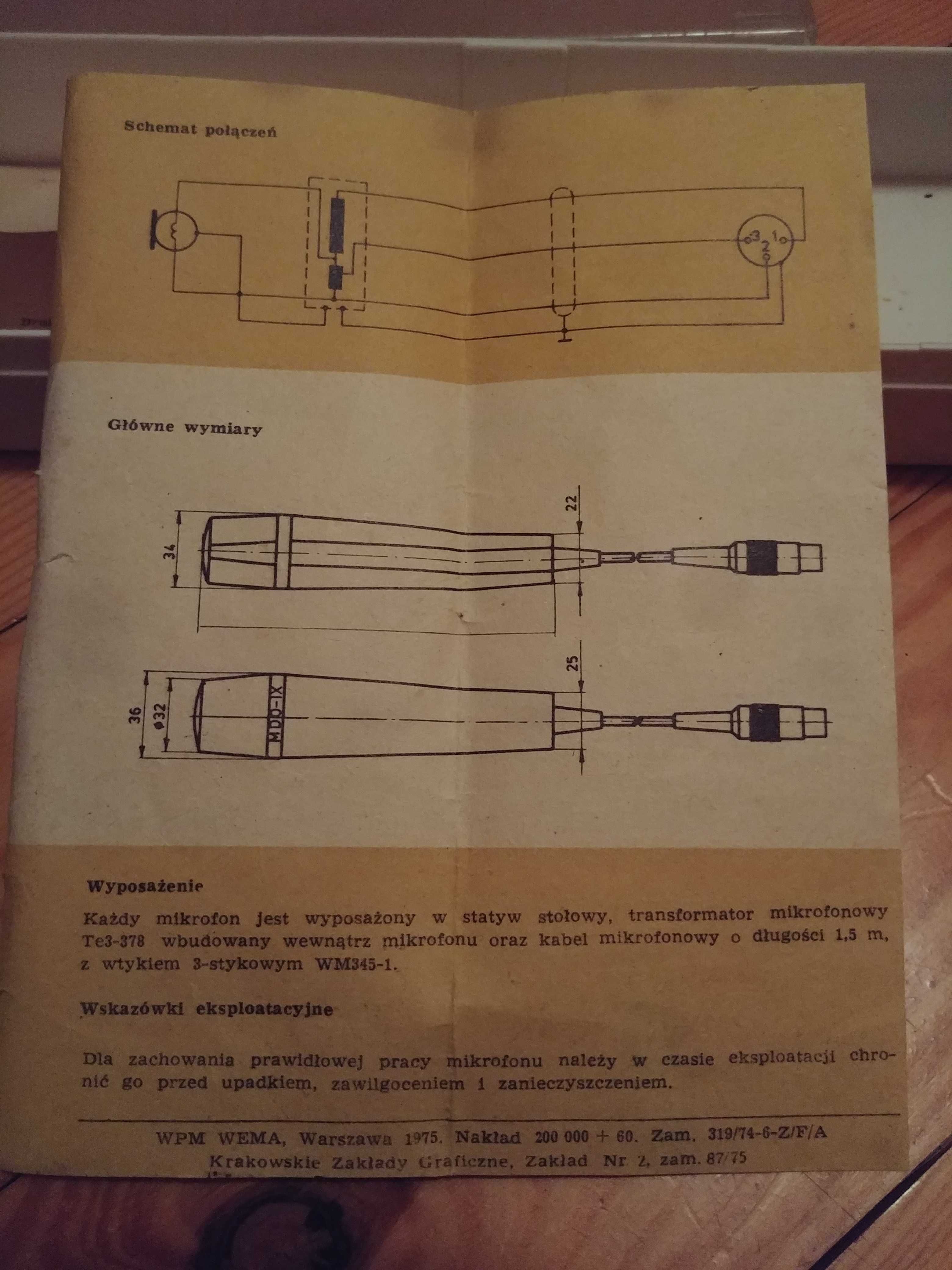 Mikrofon cewkowy Unitra Tonsil MDO 9