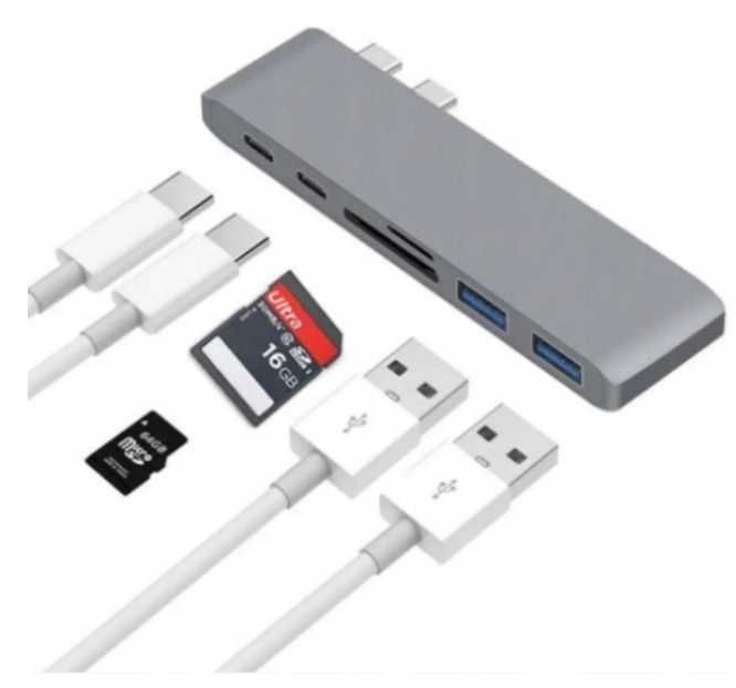 Adapter Hub Przejściówka Macbooka Usb-C Do 3X Usb-A 1Xusb-C Sd ttst826