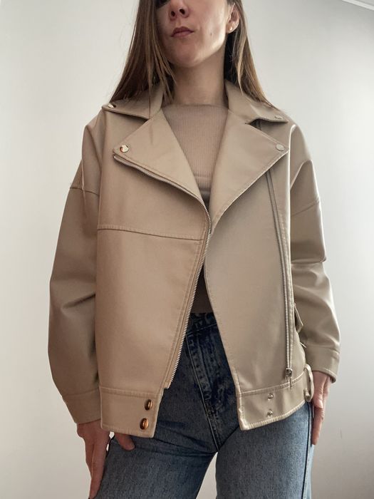 Жіноча бежева косуха,  оверсайз , подовжена