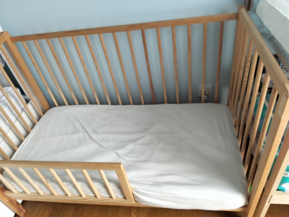 Łóżeczko dziecięce 3w1 trzypoziomowe + materac
