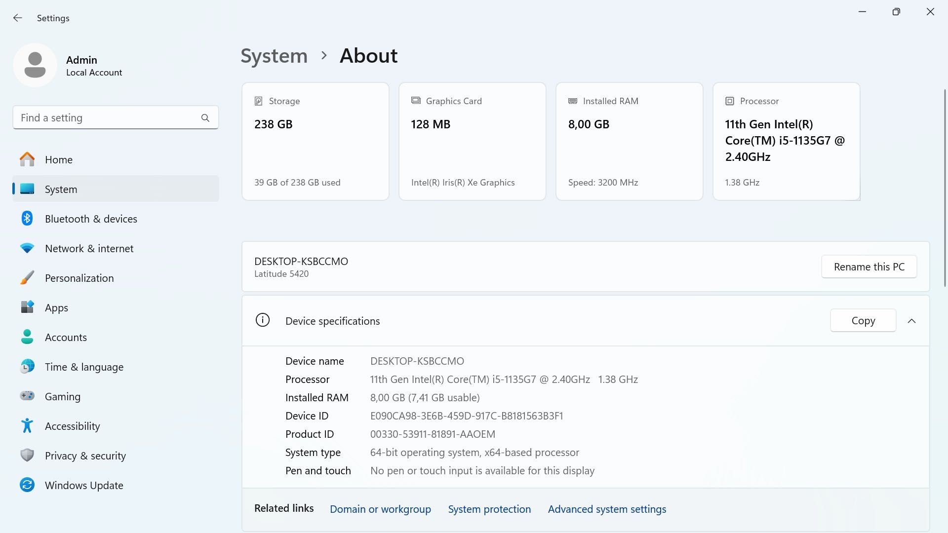 Ноутбук Dell Latitude 5420