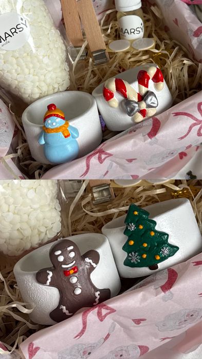 Новорічні гіпсові кашпо для свічок /подарунок,ялинка,карусель з конями