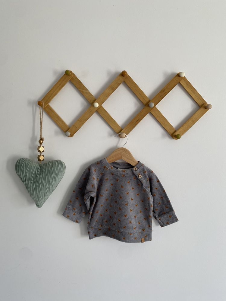 Bluza lil’ atelier szara w żołędzie 62 brązowe musztardowe jak newbie