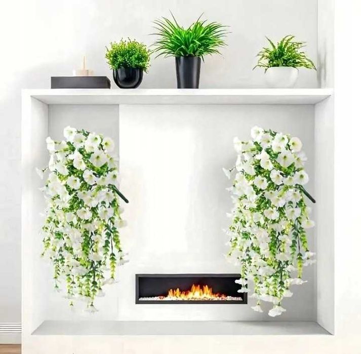 2 SZT 75cm Sztuczne Kwiaty Girlanda Bluszcz Wiszące PETUNIA BIAŁE h213