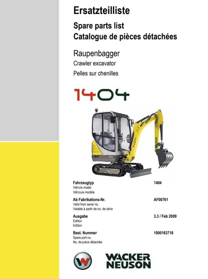 Katalog części minikoparka Wacker Neuson 1404