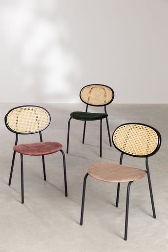 Cadeiras em rattan e veludo cor-de-rosa SKLUM (2 unidades)