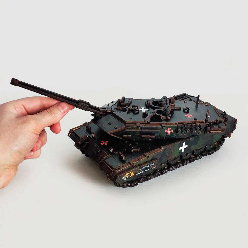 3D деревянный конструктор Танк Леопард 2 (деревянная модель танка)