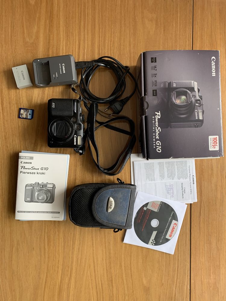 Canon G10 Aparat cyfrowy. Karta pamieci 4GB. Ladowarka.