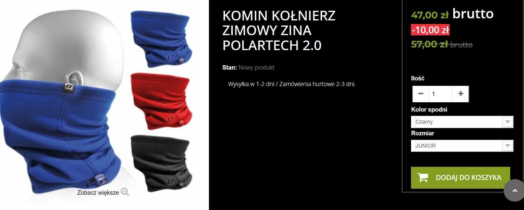 NOWY Komin zimowy ZINA POLARTECH 2.0 czarny r. SENIOR nike adidas 4F