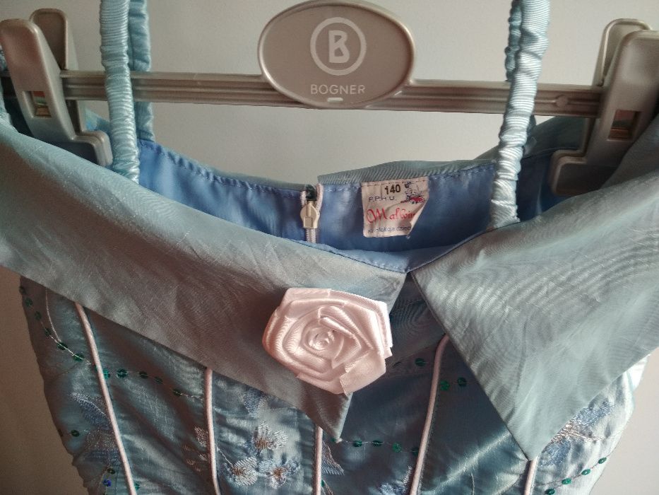 Elegancka Sukienka błękit 140cm 9-12 lat suknia okazjonalna dziewczynk