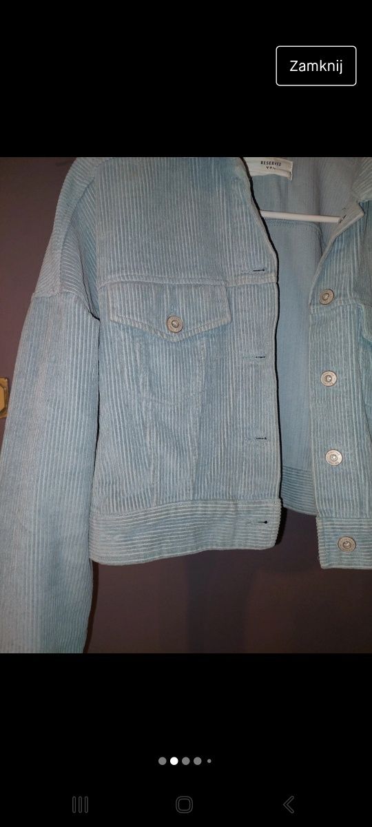 Jeansowa katana kurtka Błękitna, turkusowa typu zamsz