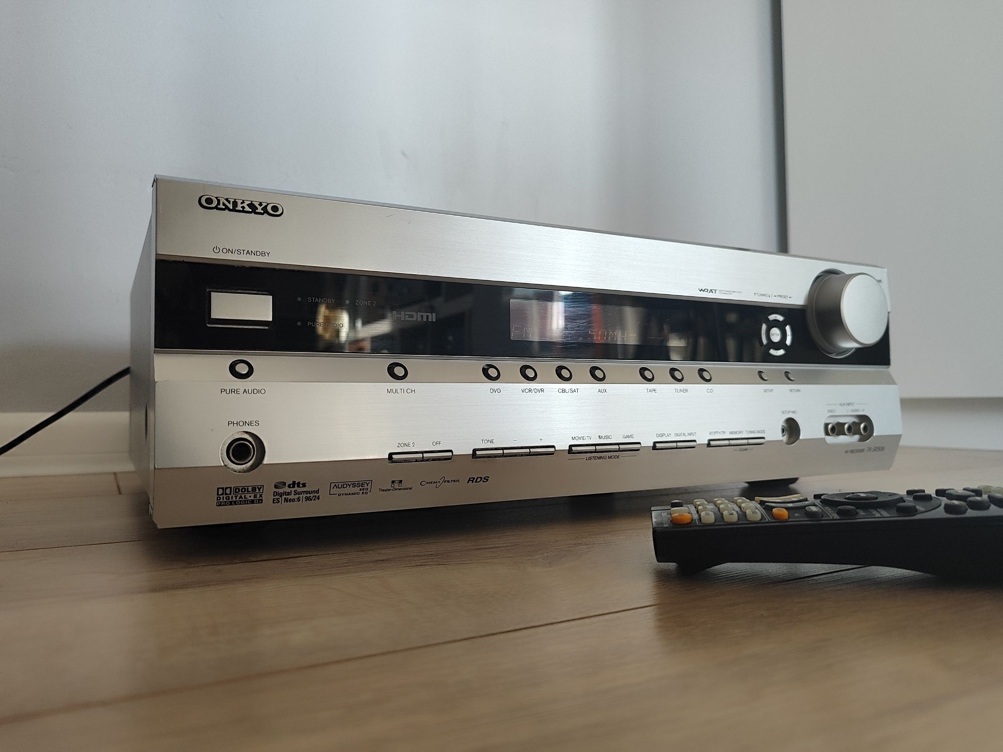Amplituner ONKYO TX-SR506 7x130W DTS HDMI Pilot Wzmacniacz Srebrny