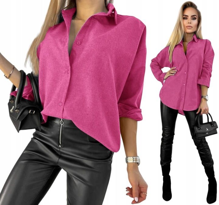Elegancka Koszula Damska Bluzka Stylowa Modna Oversize Guziki