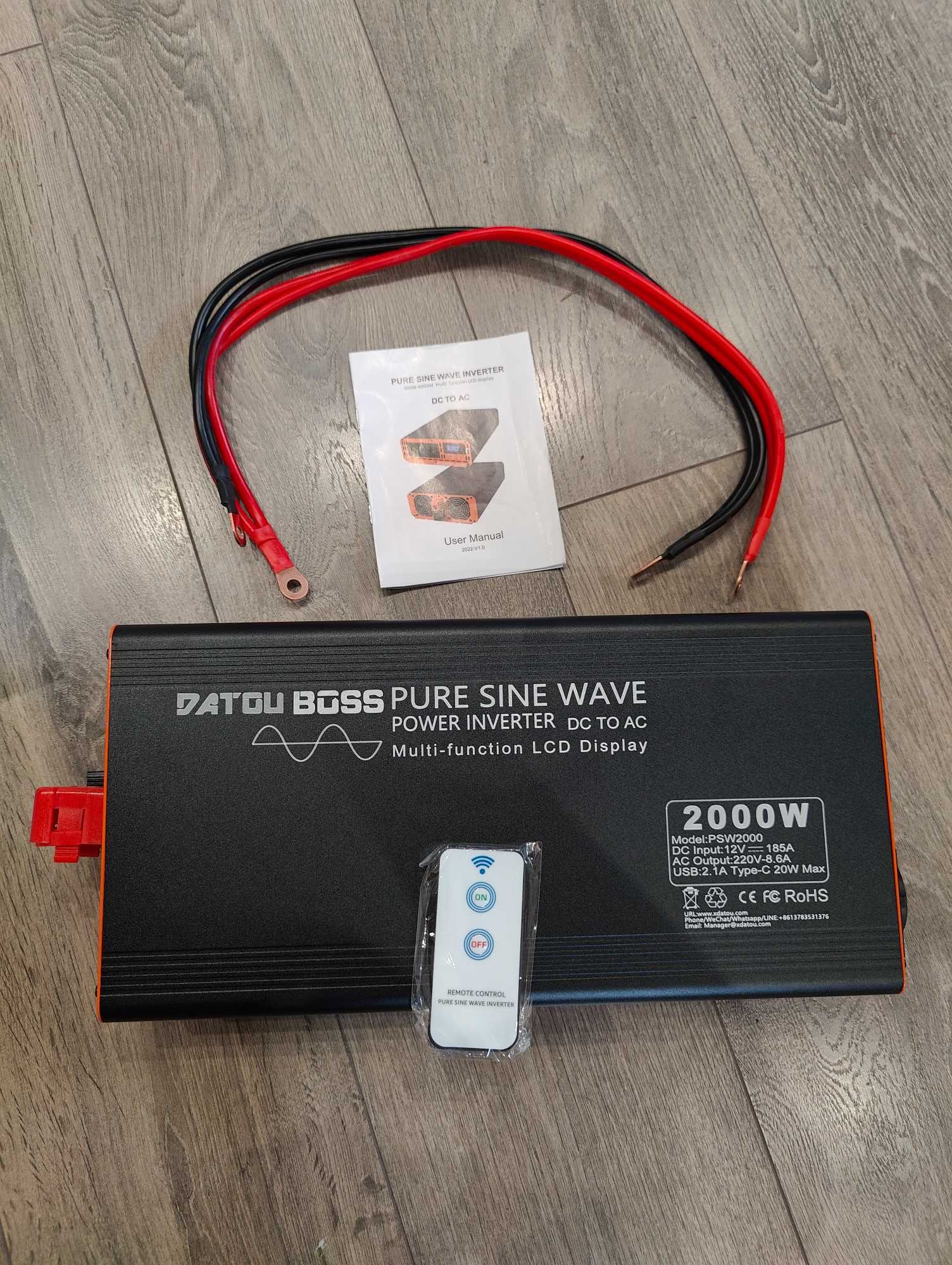 DATOUBOSS PSW-2000W Інвертор з чистою синусоїдою 2000/4000W, 12V, 220V
