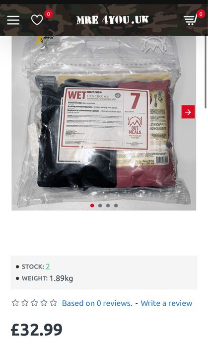 Racja żywnościowa 24 h - armia szwedzka