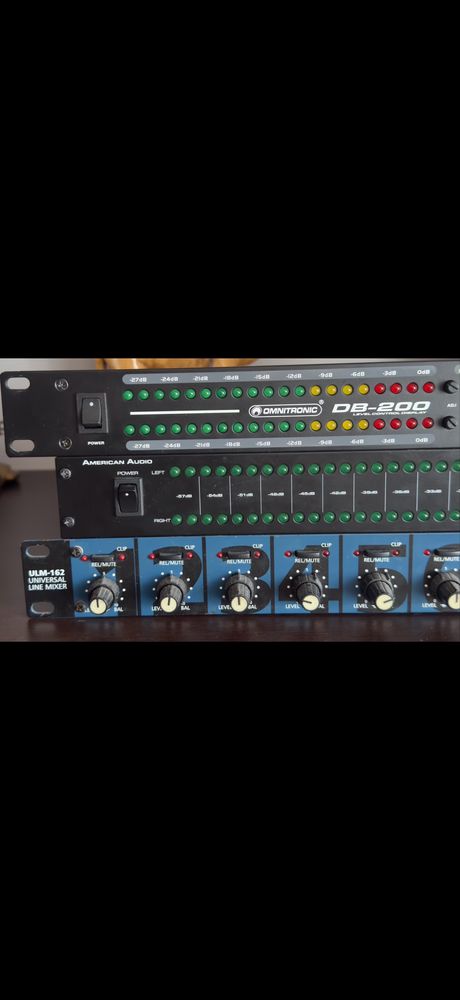 Sprzet audio rack wskazniki db + mixer