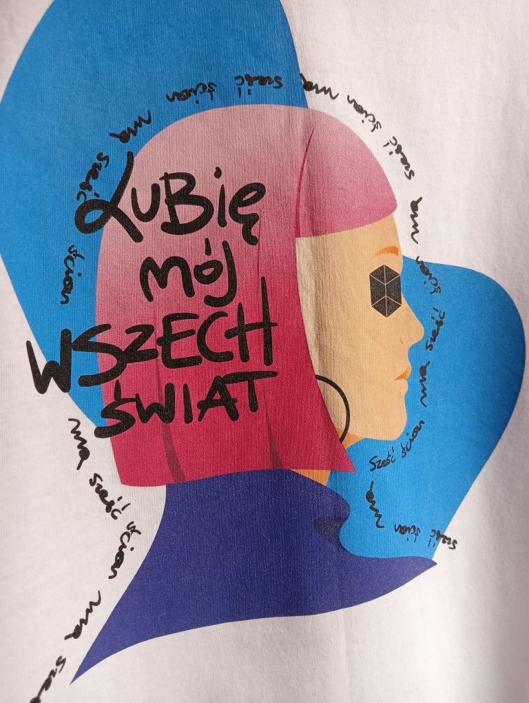 Biała koszulka, unisex, L, t-shirt, Lech, Lubię swój wszechświat.