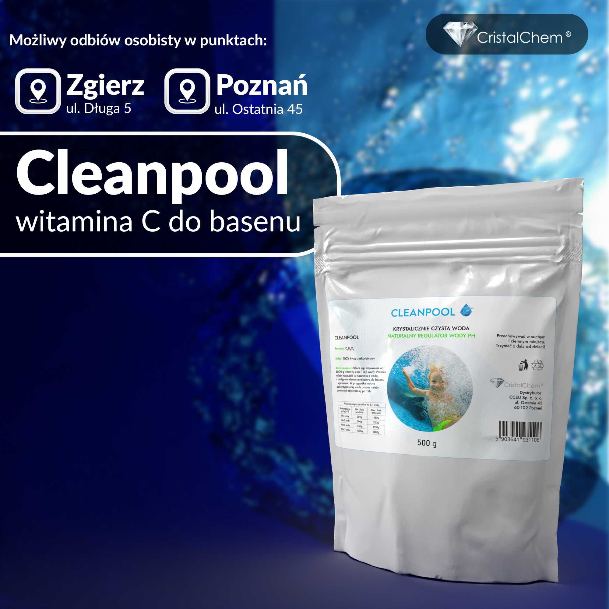 Cleanpool 500g - Witamina C - Naturalny Regulator Wody PH do basenu