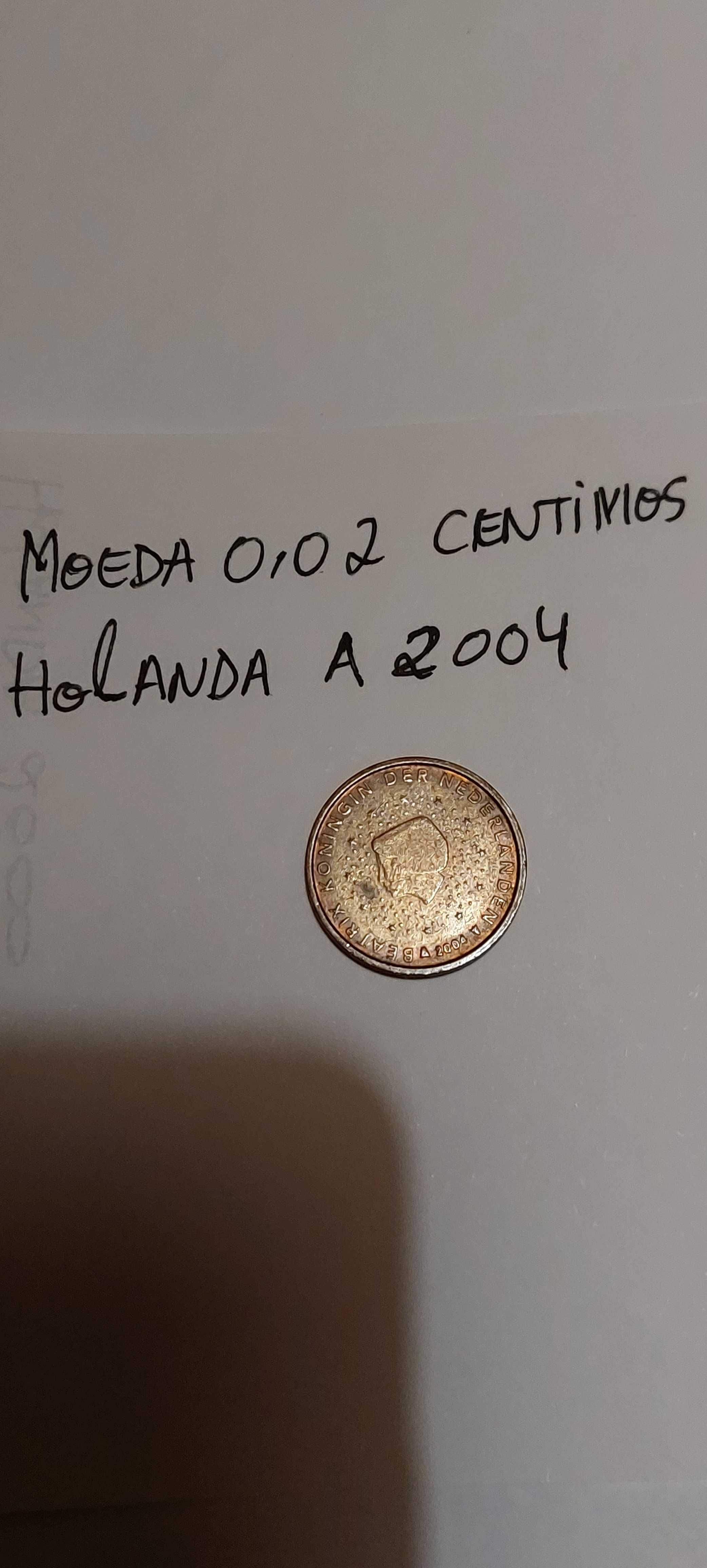 Moeda rara 0,02 centimos Holanda 2004, colecionadores