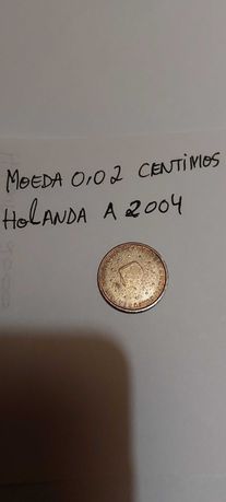 Moeda rara 0,02 centimos Holanda 2004, colecionadores