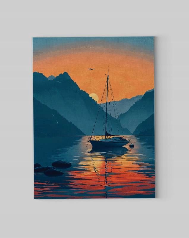 Obraz na płótnie "Zachód Słońca na Morzu" 60x80 cm do salonu