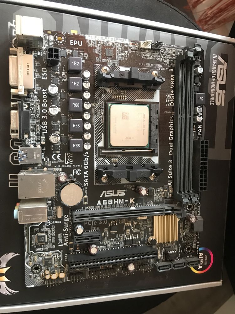 Продам Мат плату Asus A68HM-K + Проц AMD A4 6300 (з куллером на проц)