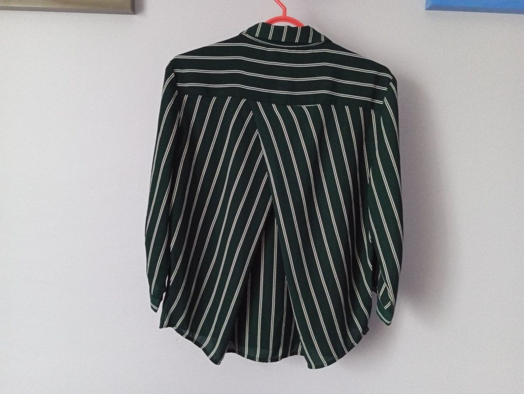 Koszula damska S M paski MONKI krótsze rękawy elegancka wizytowa