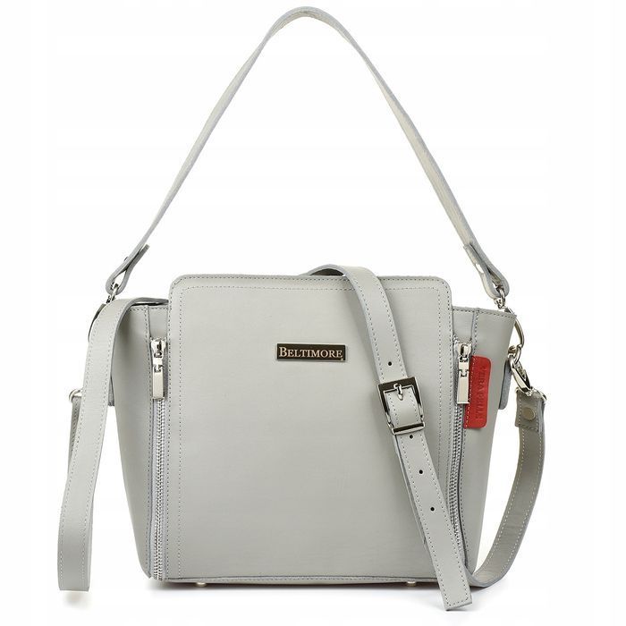 Belitimore torebka z paskiem skórzana sztywna 1 komora pasek szara