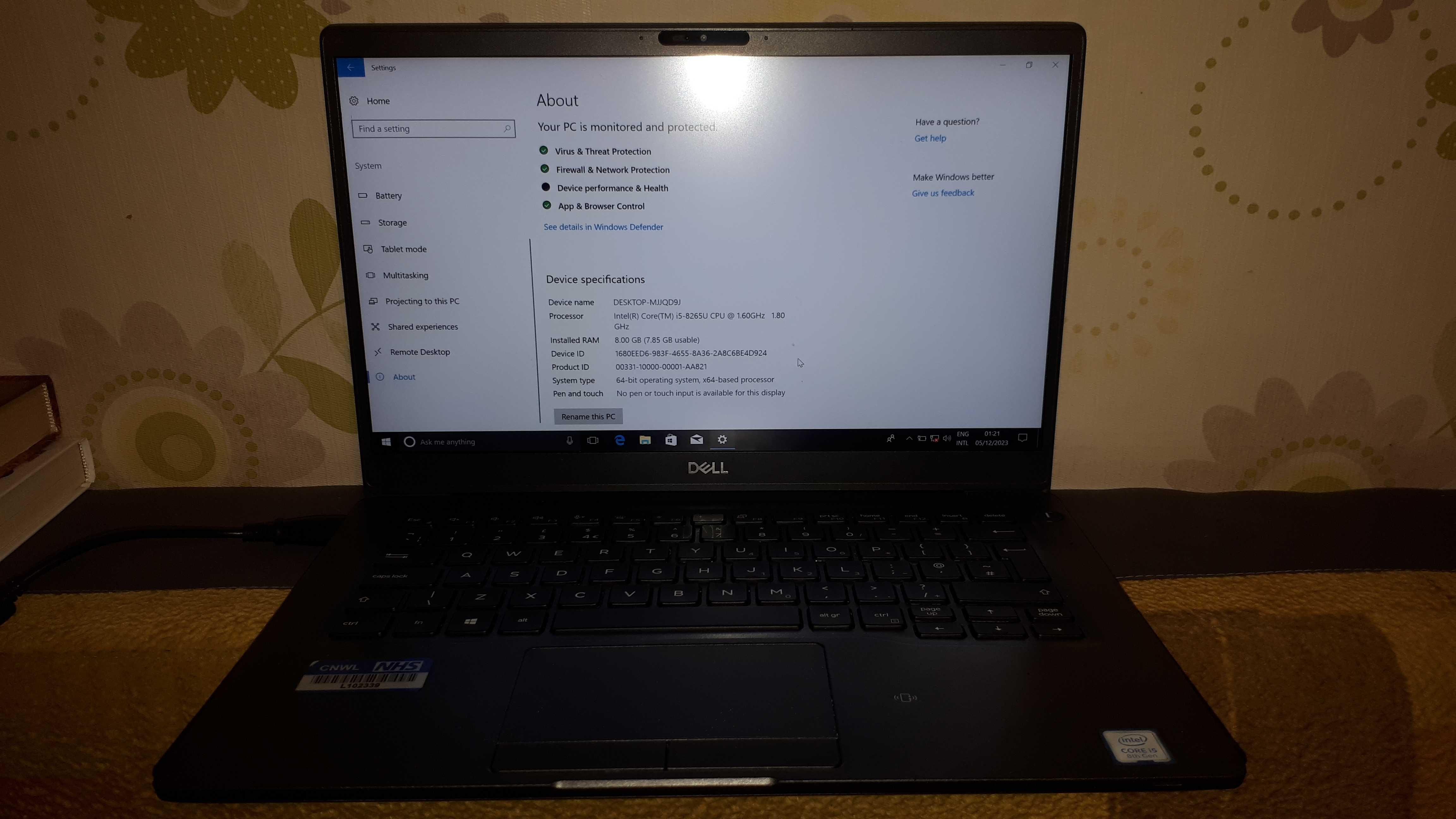 Dell Latitude 7300 13.3"HD i5-8365U 8GB RAM 128GB SSD Full HD