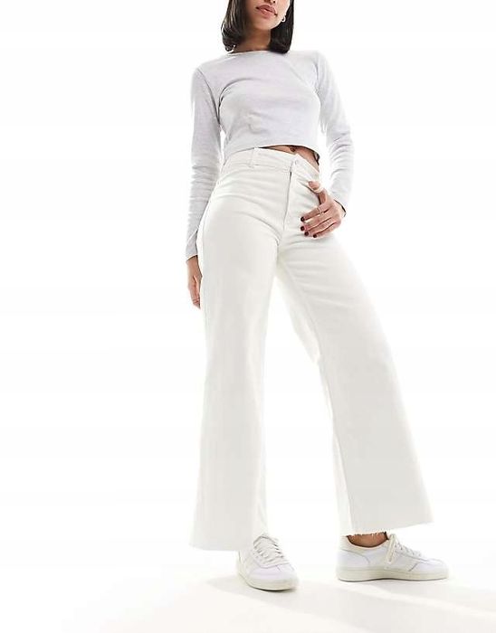 Mango 42 Xl Spodnie Kremowe Wide Leg H17660